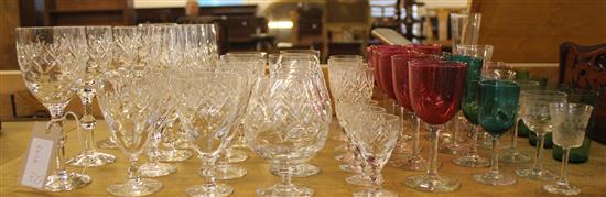 Qty coloured & cut glass glassware